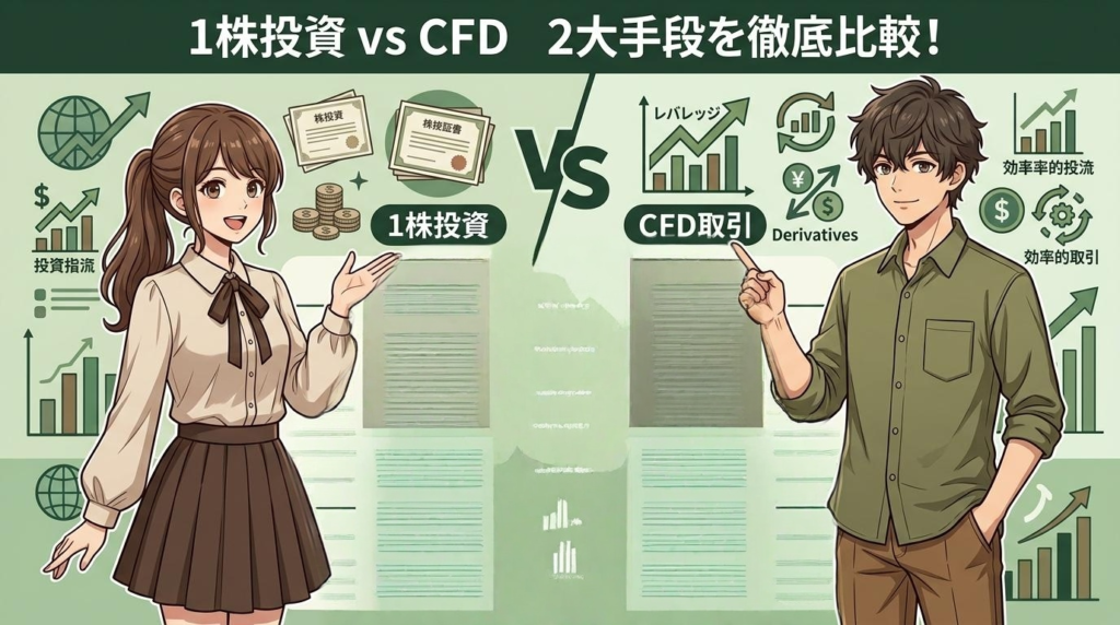 【比較表】1株投資 vs CFD|少額投資の2大手段を徹底比較